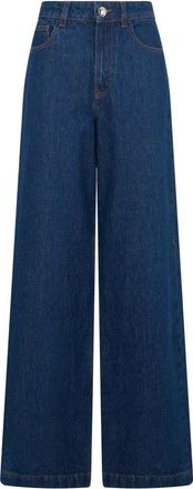 Moorer Zaira Loose Denim Broek - Dames - Loose Fit Jeans - Blauw - W27 - Denim - Jeans