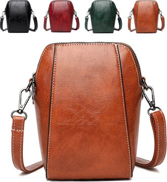 Generic Womens Soft Leather Mobile Phone Bag messenger Bag,Leather Crossbody Phone Purse with Adjustable Strap,Water-Resistant PU,Multiple Card Slots,for Dail