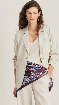 Nordstrom Linen Blend Boyfriend Blazer in Beige Scroll at Nordstrom Rack, Size X-Large