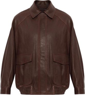 R&oacute;he Grain Leather Aviator Jacket - Dames - Bomber jackets - Bruin - 2XS - Leer - Jassen