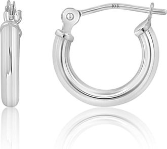 MAX + STONE Solid 10k or 14k Gold 2mm Thick Tube Hoop Earrings 12MM to 50MM