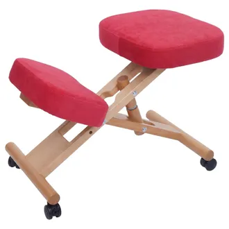 Hhg Sedia Sgabello Pouf Posturale Ergonomica Con Ruote Altezza Regolabile Hhg-915 Stoffa/tessuto (200 G/m&sup2;) Legno, Rosso