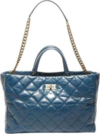 Chanel Pre-owned Handbags, female, Blue, Size: ONE SIZE Pre-owned Vintage Fabric Handbag