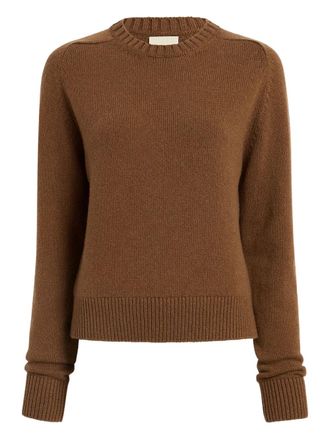 Khaite Nera crew-neck long-sleeve sweater - women - Cashmere - M - Brown