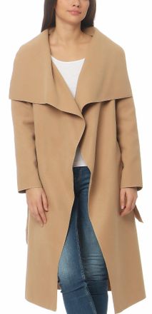 Malito more than fashion malito Long Coat Waterfall-Design Jacket Trenchcoat Fleece Dufflecoat 3040 Women One Size (camel)