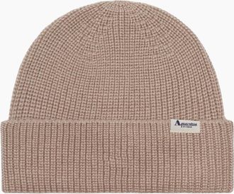 Aquascutum Mens Aquascutum Active Logo Beige Beanie Hat - Brown - Size: ONE size