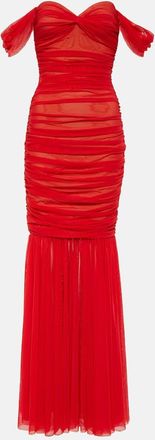 Norma Kamali Walter off-shoulder mesh gown