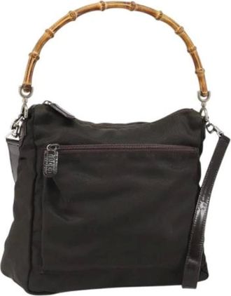 Gucci Pre-owned Handbags, female, Brown, Size: ONE SIZE Pre-owned Nylon Handbag