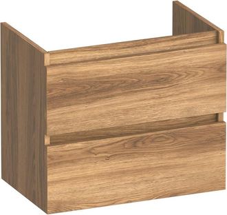 Marcel Breuer Joy wastafelonderkast ondiep - 60x39x50cm - 2 softclose lades - greeploos - 1 sifon uitsparing - Honey