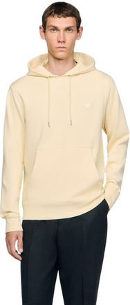 Sandro Heart patch hooded sweatshirt in Butter Cream at Nordstrom, Size Xx-Large