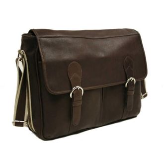 Piel Leather 2810-CHC Classic Expandable Messenger Bag - Chocolate