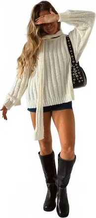 Promesa Oversized Scarf Sweater In Cream