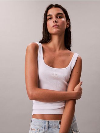 Calvin Klein Jeans Calvin Klein Womens Monologo Rib Tank Top - Open White - M