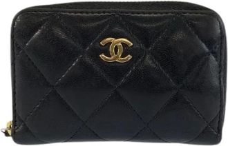Chanel Pre-owned Wallets, female, Black, Size: ONE SIZE Pre-owned Classic Matelasse Leather Coin Card Case