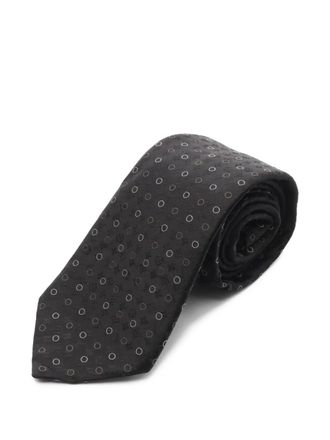Louis Vuitton 2010s monogram dot silk tie - Black