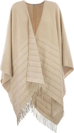 PESERICO Poncho con frange - Toni neutri