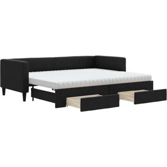 vidaXL Sof&aacute; Cama Nido Con Cajones Tela Negro 80x200 Cm Vidaxl
