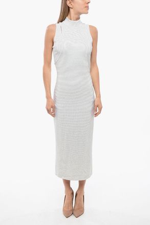 Balmain Layered Midi Dress with Strass Balmain