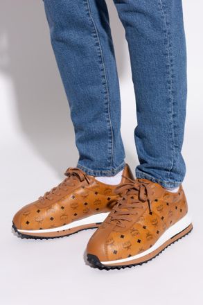 MCM Leather Sports Shoes With Monogram, Mens, Brown