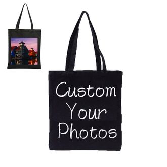 Generic Personalised Canvas Tote Bag with Custom Photo, Custom Picture Shopping Bag, DIY Customised ShopperBag, Birthday Christmas Gifts Bag, GoodieBag, Kids 