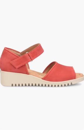 S&ouml;fft Womens Daniella Brushed Italian Leather Peep Toe Wedge Sandals In Red