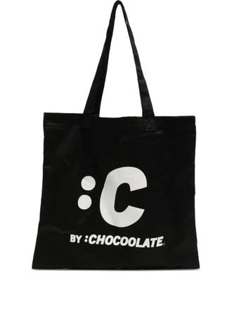 Chocoolate graphic tote bag - men - Cotton - One Size - Black