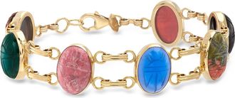 Ross-Simons Multi-Gemstone Scarab Bracelet in 18kt Gold Over Sterling
