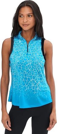 Jamie Sadock Gator Print Sleeveless Polo Womens Clothing Bonamassa Blue : XS, Polyester/Spandex