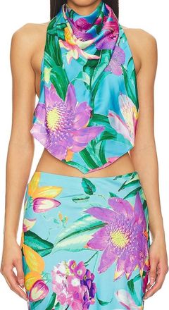 Rococo Sand Ocean Crop Top In Floral Turquoise