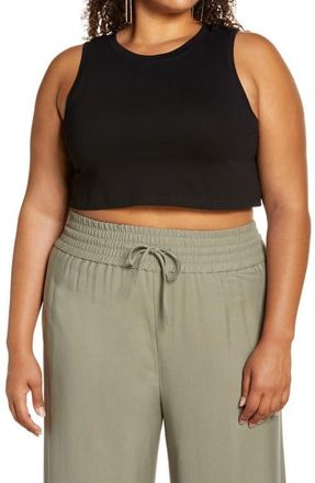 Open Edit Organic Cotton Crop Top in Black at Nordstrom, Size 3X