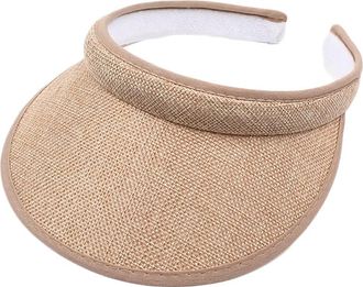 Generic Wide Brim Beach Sun Visor Hat Women Men Sport Visor Caps for Tennis Golf Running Dark Khaki