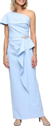 Alex Evenings Crystal Detail One-Shoulder Contour Gown in Hydrangea at Nordstrom, Size 14