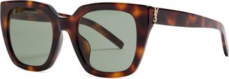 Saint Laurent Oversized Square-frame Designer Sunglasses - Brown - Brown Havana - One Size