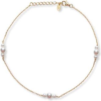 Argento Vivo Faux Pearl Station Anklet in Gold at Nordstrom