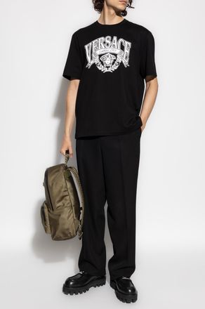 Versace T-shirt With Print, Mens, Black