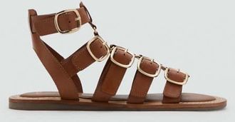 Mango Sandali pelle fasce fibbie marrone medio - Donna - 35 - MANGO