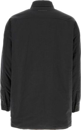 Maison Margiela Mens Reversible Cotton-Wool Shirt Gray