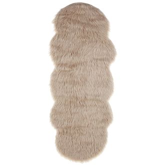 Beliani Alfombra De Piel Sint&eacute;tica De Oveja Acr&iacute;lico Beige Arena 60 X 180 Cm Mamungari