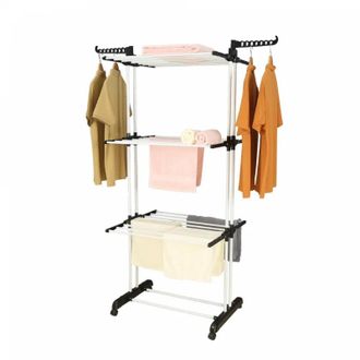Herzberg Herzberg Hg 8034bw Perchero Movil Para Ropa - Plastico Negro Con Tubos Blancos