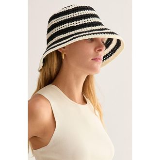 Crescent Striped Weave Hat in Black/white at Nordstrom