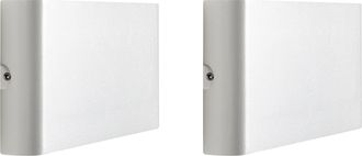 Beliani Conjunto De 2 L&aacute;mparas Led De Pared Exterior Rectangulares Iluminaci&oacute;n Moderna De Aluminio Blanco Arder