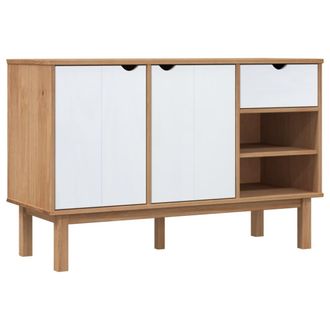 vidaXL Aparador Otta Madera Maciza Pino Marr&oacute;n Y Blanco 114x43x73,5 Cm Vidaxl