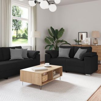 vidaXL Sofa Set 2 pcs Black 219 x 77 x 82 cm Fabric vidaXL