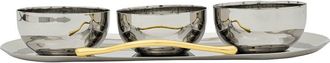 Godinger Set Of 3 Droplet Bowls With Tray