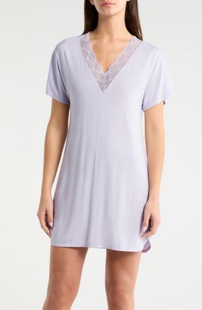 Nordstrom Moonlight Eco Lace Trim Nightshirt in Purple Puff at Nordstrom, Size X-Large
