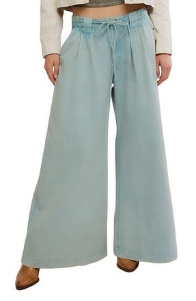 Free People Julien Wide Leg Chino Pants in Pearl Blue at Nordstrom, Size Medium