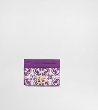 Dolce & Gabbana Majolica-print Calfskin Card Holder - Woman Wallets And Small Leather Goods Multicolor Onesize