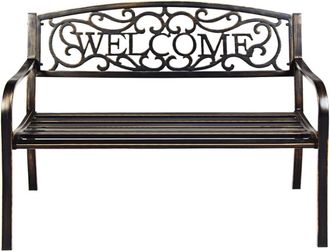Costway Costway - Panca Da Parco In Metallo, Panchina Da Giardino In Stile Antico, Panchina Da Esterno Con Braccioli,127 X 63,5 X 89 Cm (bronzo)