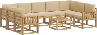 vidaXL Conjunto De Sof&aacute;s De Exterior 10 Uds. Y Beige Poli&eacute;ster Vidaxl