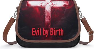 Generic Evil by Birth Crossbody Bag Womens Handbag PU Message Bags Shoulder Purse with Adjustable Strap